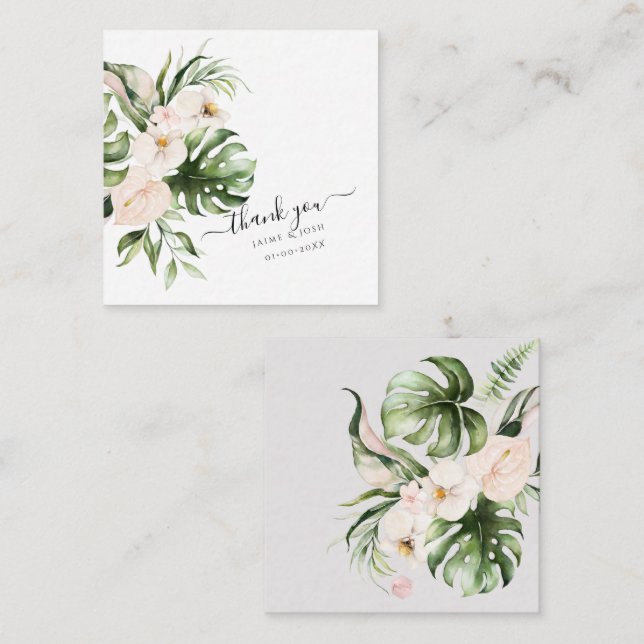 PixDezines Watercolor Tropical Jungle Note Card Anteckningskort (Fram/baksida)