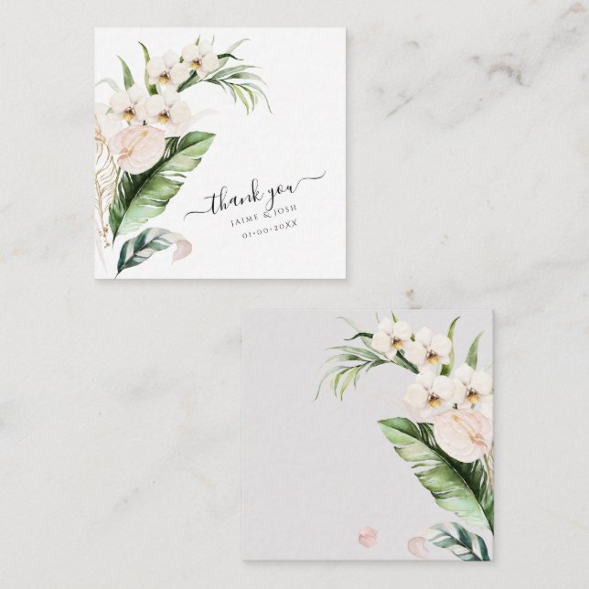 PixDezines Watercolor Tropical Jungle Note Card Anteckningskort (Fram/baksida)