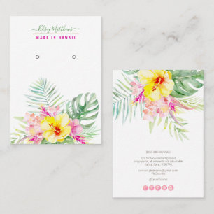 PixDezines Watercolor Tropical Paradise Earrings Visitkort