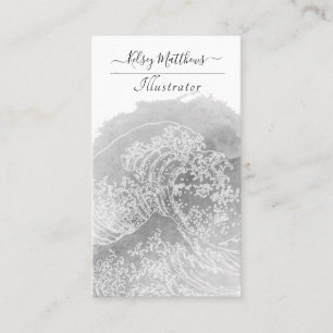 PixDezines Watercolor Underbar Wave, Hokusai Visitkort