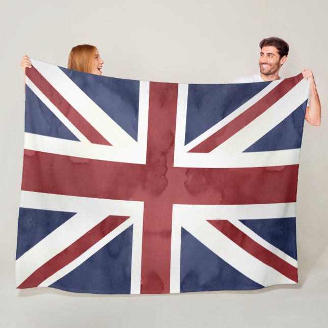 PixDezines Watercolor Union Jack Fleecefilt (På plats)
