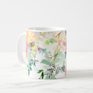 PixDezines Watercolor Vår, Peach+Mint Kaffemugg