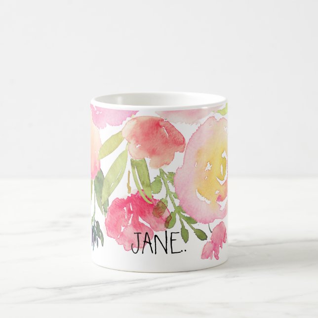PixDezines Watercolor Vår, Peonies Bouquet Kaffemugg (Center)