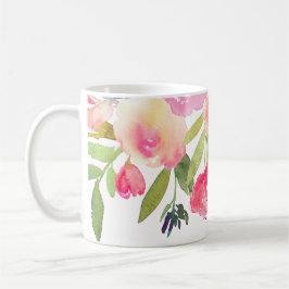 PixDezines Watercolor Vår, Peonies Bouquet Kaffemugg