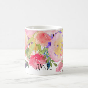 PixDezines Watercolor Vår, Peonies Bouquet Kaffemugg