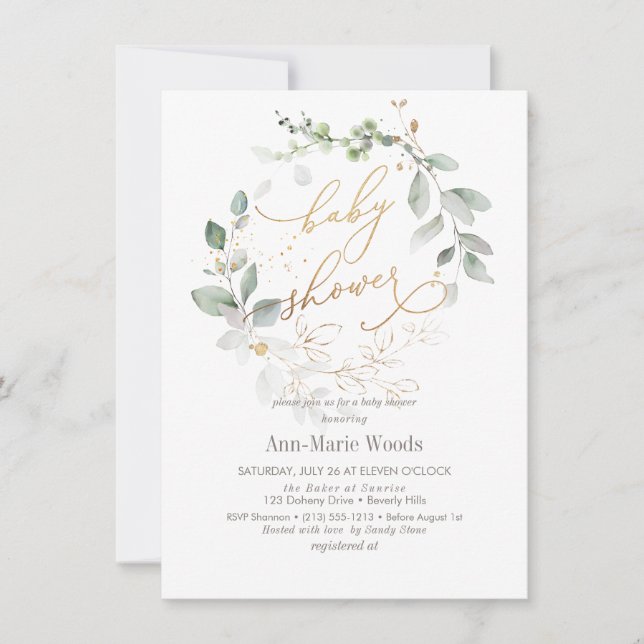 PixDezines Watercolor Watercolor WandeBaby Shower Inbjudningar (Framsida)