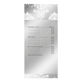 PixDezines White Damask, menyn Spa Services Reklamkort