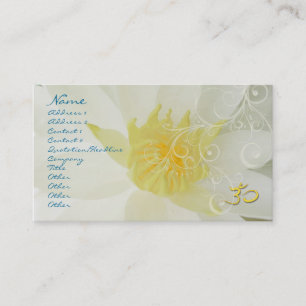 PixDezines white lotus/vatten lily + pearly swirds Visitkort