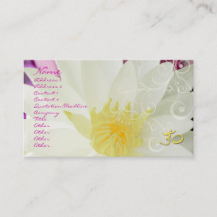 PixDezines white lotus/vatten lily + pearly swirds Visitkort