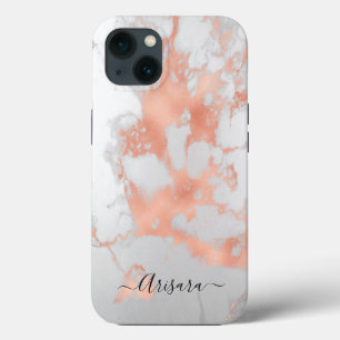 PixDezines White Marble+Faux Ro Guld