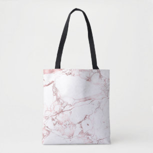 PixDezines WHITE MARBLE+FAUX ROSE GOLD VEININS Tygkasse