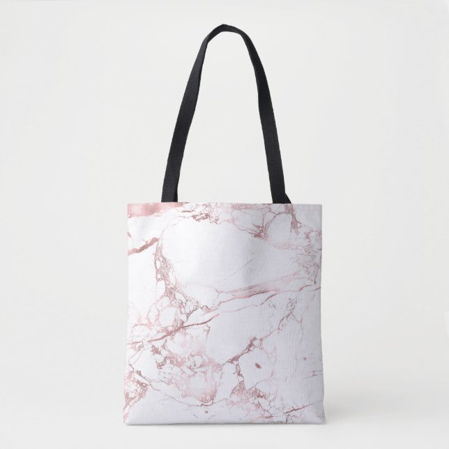 PixDezines WHITE MARBLE+FAUX ROSE GOLD VEININS Tygkasse (Framsida)