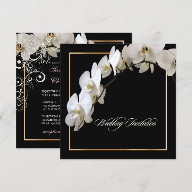 PixDezines WHITE ORCHID/PHALAENOPSIS/DIY färg Inbjudningar (Fram/baksida)