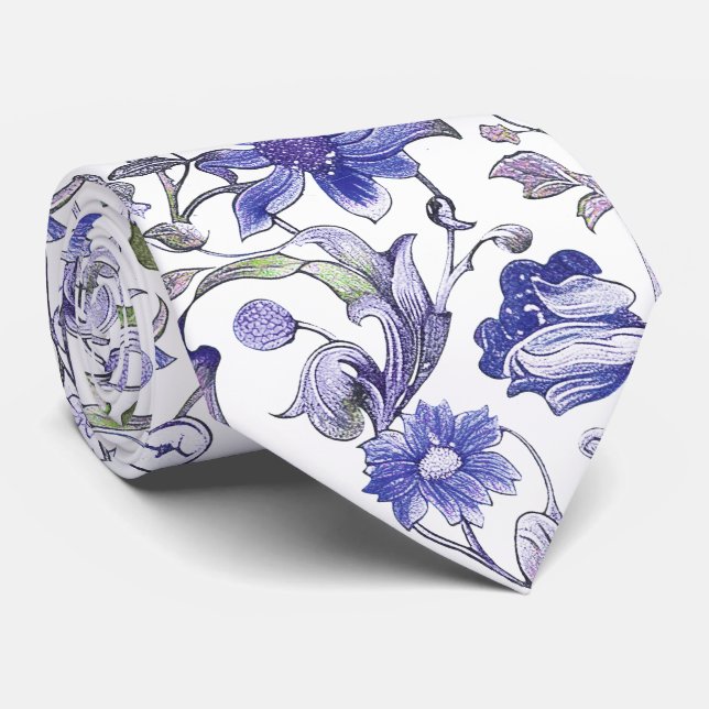 PixDezines William Morris Blommigt Lila Grönt Slips (Rullad)