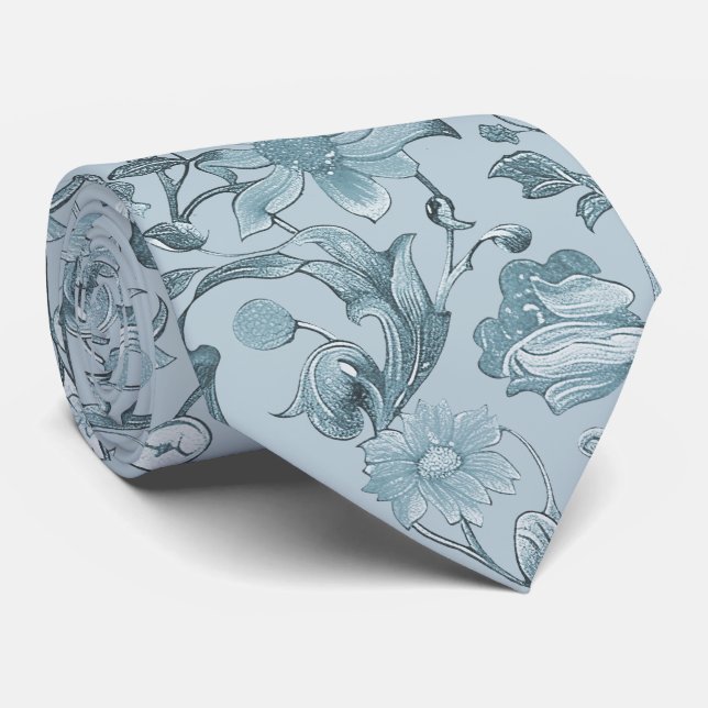 PixDezines William Morris Dammblå DIY Skifferblå Slips (Rullad)
