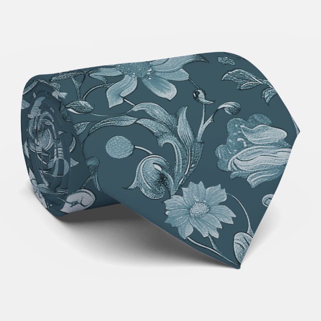 PixDezines William Morris Dammig Blå DIY Färg Slips (Rullad)