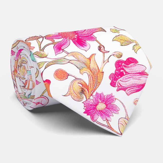 PixDezines William Morris Rosa Blå Slips (Rullad)