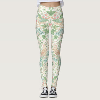 PixDezines William Morris Strawberry Thief Mint Leggings