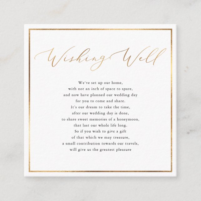 PixDezines Wishing well, Calligraphy Faux Guld Tilläggskort (Framsida)