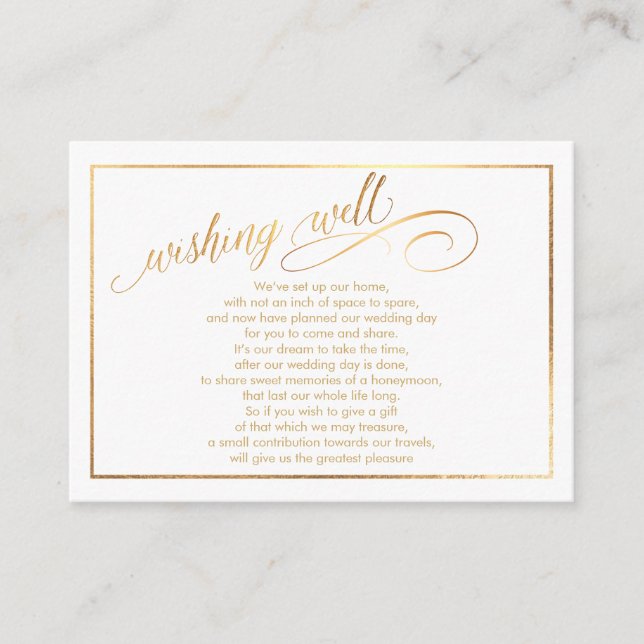 PixDezines Wishing well/Marble /White+Guld Tilläggskort (Framsida)