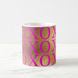 PixDezines XOXO Shock rosa/Faux Guld/DIY Färg Kaffemugg