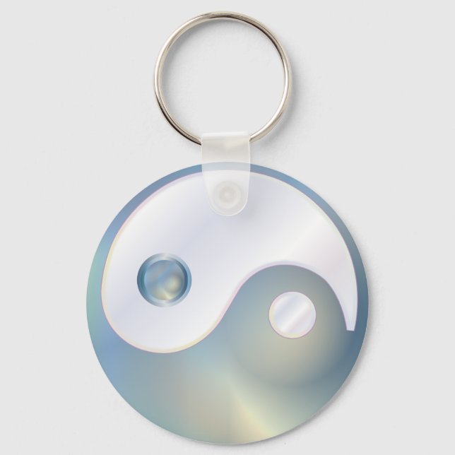 PixDezines yin yang/vit+falskt guld Nyckelring (Framsida)
