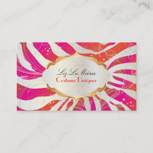 PixDezines zebra+blommigt/rosa+orange Visitkort