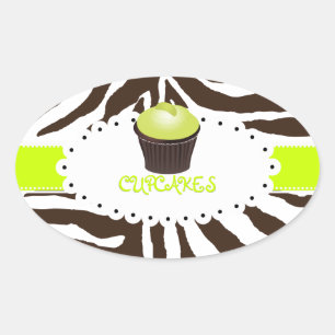PixDezines zebra+cupaka/DIY färg Ovalt Klistermärke
