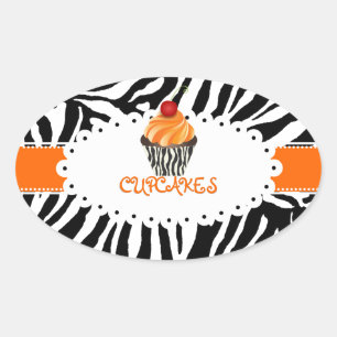 PixDezines zebra+cupaka/DIY färg Ovalt Klistermärke