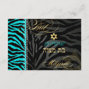 PixDezines Zebra RSVP Bar Mitzvah/DIY Färg Aqua OSA Kort