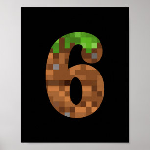 Pixel 6-års födelsedagsnummer sex 6 år gammal 6:e  poster