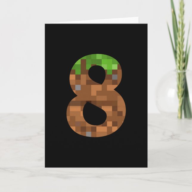 Pixel 8-års födelsedagsnummer Åtta 8-åring 8:e Vid Kort (Framsida)