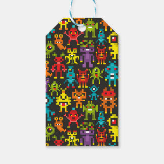 Pixel 8-bitars monster presentetikett