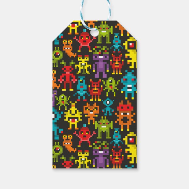 Pixel 8-bitars monster presentetikett (Framsidan)