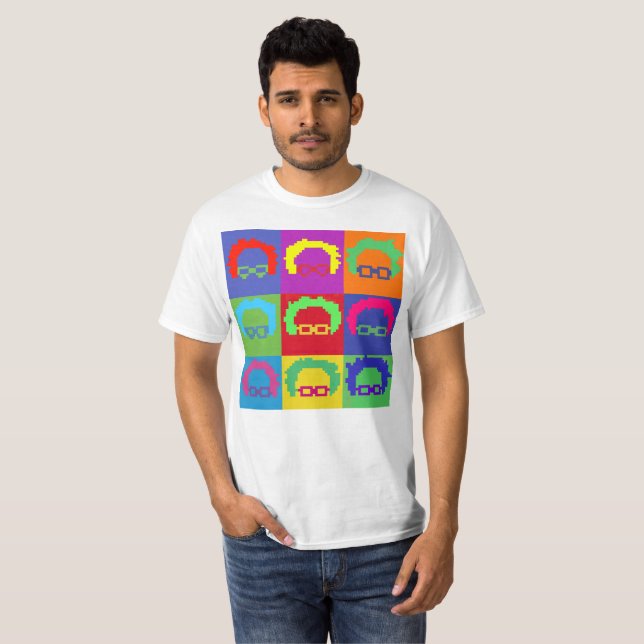 PIXEL 8bit för Bernie slipmaskinkonst Tee Shirt (Hel framsida)