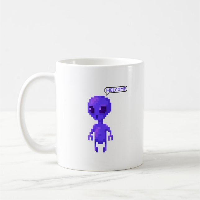 Pixel Alien Välkommen Gamer Kaffemugg (Vänster)