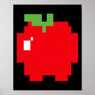 Pixel Apple 80s Retro Arcade Video Game Halloween Poster