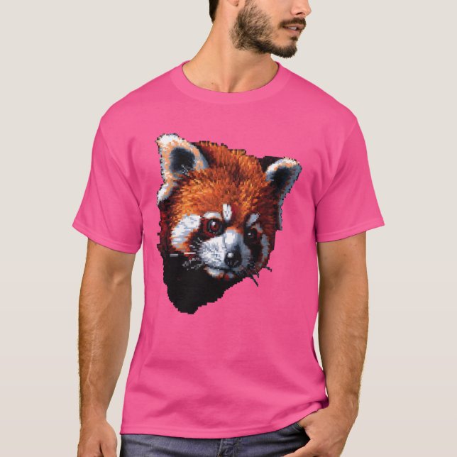 Pixel Art Älskare - Red Panda Pappa Mamma T Shirt (Framsida)