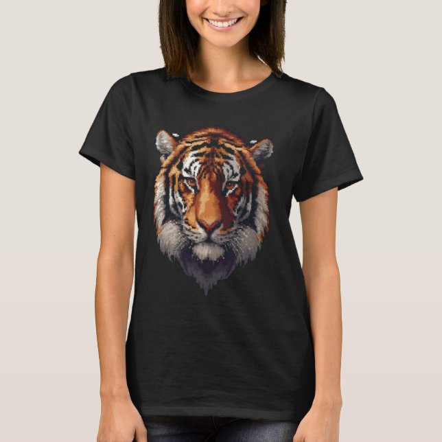 Pixel Art Älskare - Tiger Pappa Mamma T Shirt (Framsida)