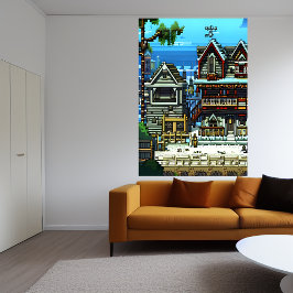 Pixel art, amerikansk stad | AI Art Poster
