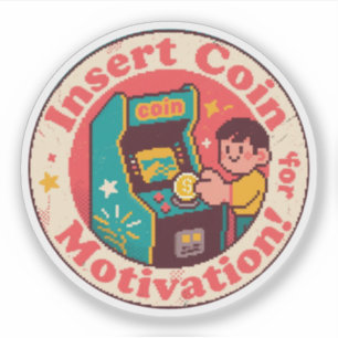 Pixel Art Arcade Mynt-emblem – Spelinspiration Klistermärken