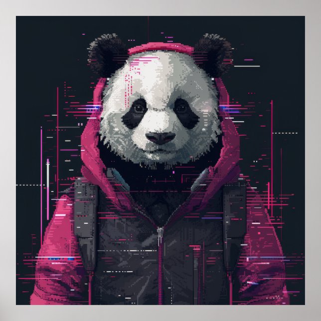 Pixel Art Avatar Poster Digital Panda Hacker Pixel (Framsidan)