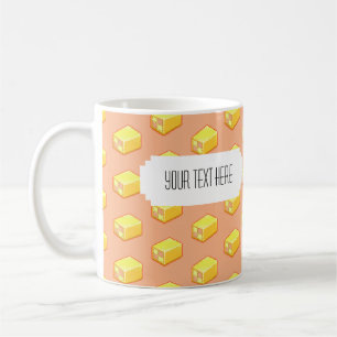 Pixel Art Battenberg Cake Mönster med etikett Kaffemugg