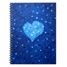 Pixel Art Blue Heart Retro Gamer Kärlek Anteckningsbok