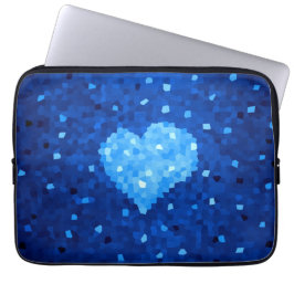Pixel Art Blue Heart Retro Gamer Kärlek Laptop Fodral