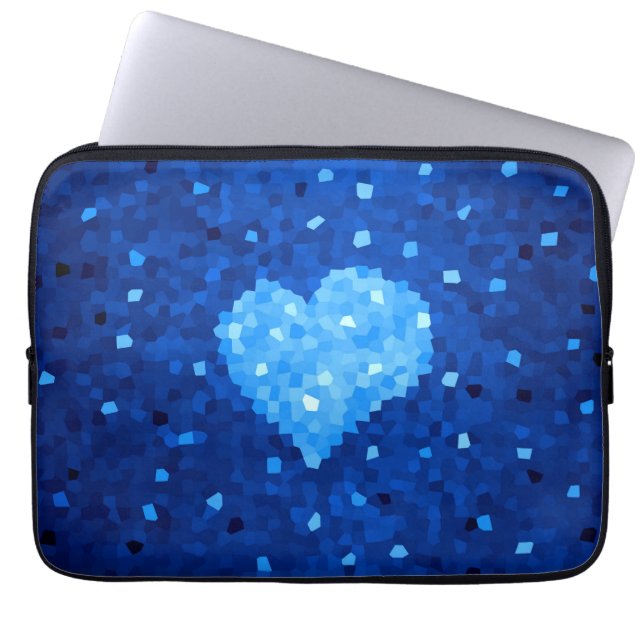 Pixel Art Blue Heart Retro Gamer Kärlek Laptop Fodral (Framsidan)