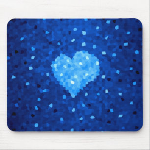 Pixel Art Blue Heart Retro Gamer Kärlek Musmatta