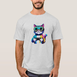 Pixel Art Cat Gamer T Shirt