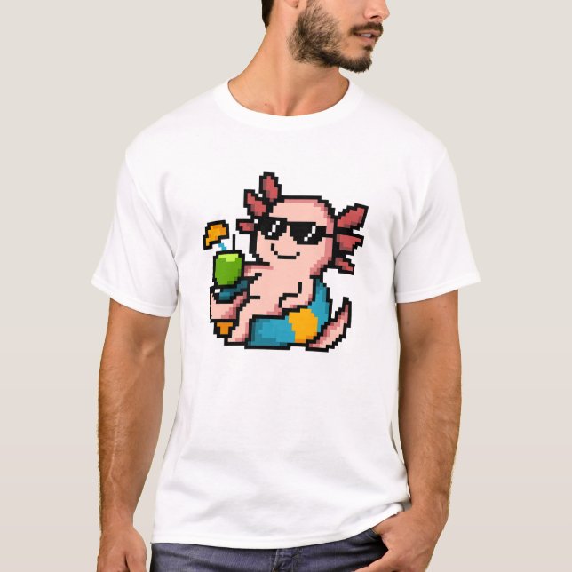 Pixel Art Coola Axolotl-kylning T Shirt (Framsida)