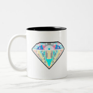 Pixel art diamant gem Två-Tonad mugg